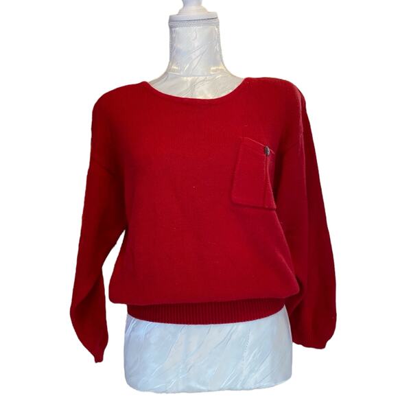 Vintage Y2K Victoria Jones Red Knit Cropped 3/4 Sleeve Knit Sweater Shirt Sz PM - Picture 1 of 16